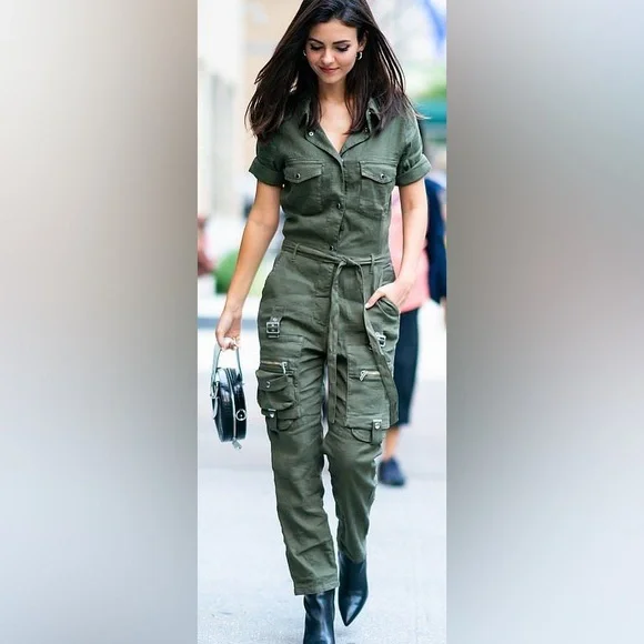 THE KOOPLES Paris linen stretch Military style cargo Jumpsuit XS - Picture 6 of 13